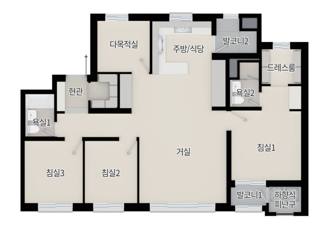 용인 푸르지오 클루센트 84A 타입 평면도