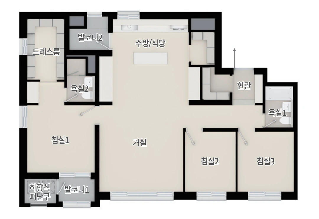 용인 푸르지오 클루센트 84B 타입 평면도
