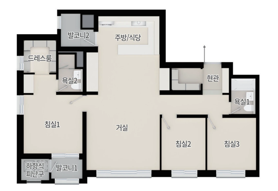 용인 푸르지오 클루센트 84C 타입 평면도